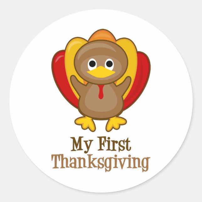 Sticker Rond Ma première mignonne Turquie de Thanksgiving (Devant)