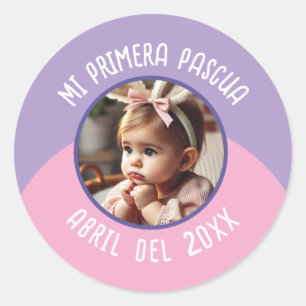 Sticker Rond Ma Première Pâques avec Photo et Année