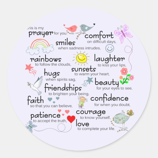 Sticker Rond Ma Prière Pour Vous (Devant)