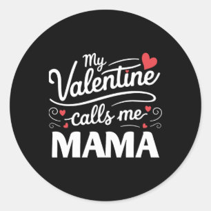 Sticker Rond Ma Saint-Valentin m'appelle Maman Rétro Groovy Sai