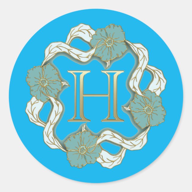 Sticker Rond Ma signature avec la lettre h, (Devant)