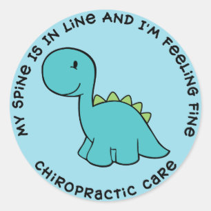 Sticker Rond Ma Spine Est En Ligne Dinosaure Chiropratique Stic