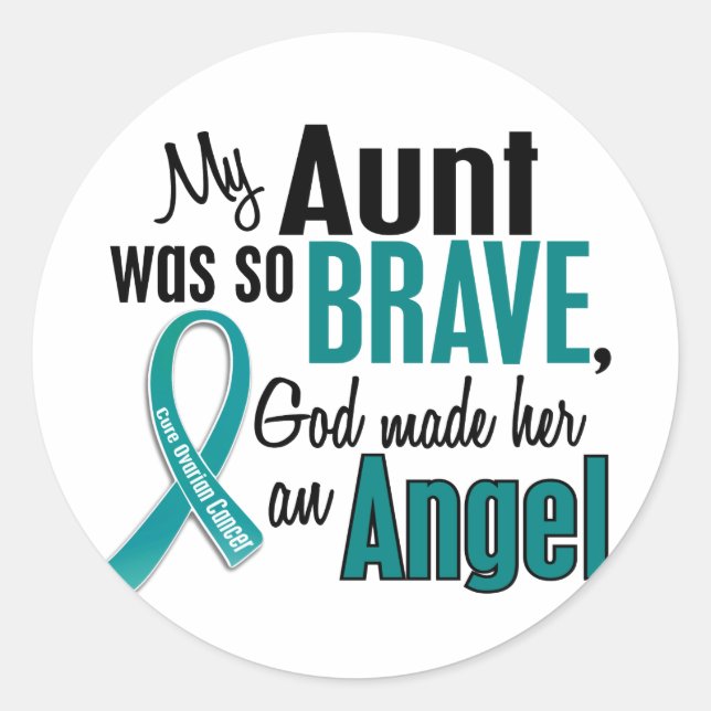 Sticker Rond Ma Tante Est Un Ange 1 Cancer Ovarien (Devant)
