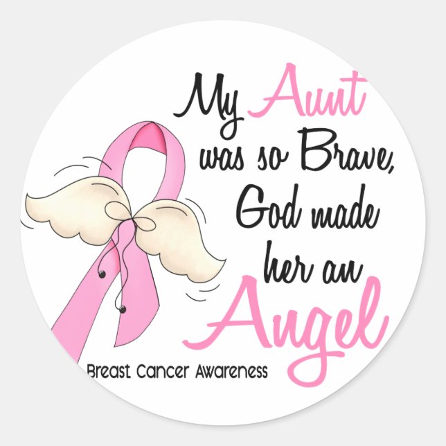 Sticker Rond Ma Tante Est Un Ange 2 Cancer Du Sein (Devant)