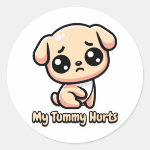 Sticker Rond Ma Tummy Hurle ! Jeu de chien mignon