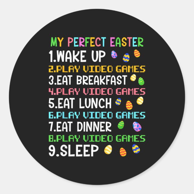 Sticker Rond Ma vidéo de jeu de Pâques parfaite pour les amateu (Devant)