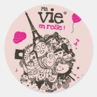 Sticker Rond Ma Vie en Rose