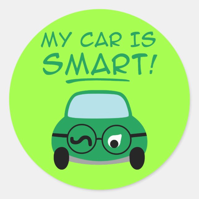Sticker Rond Ma voiture est intelligente (Devant)