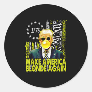 Sticker Rond Maba Rendre l'Amérique blonde à nouveau Funny Trum