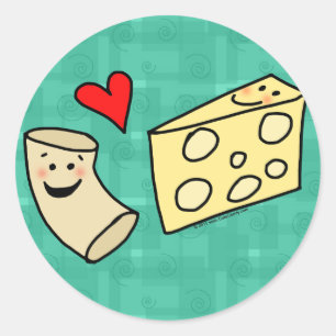 Sticker Rond Mac aime Fromage, Funny Cute Macaroni + Fromage