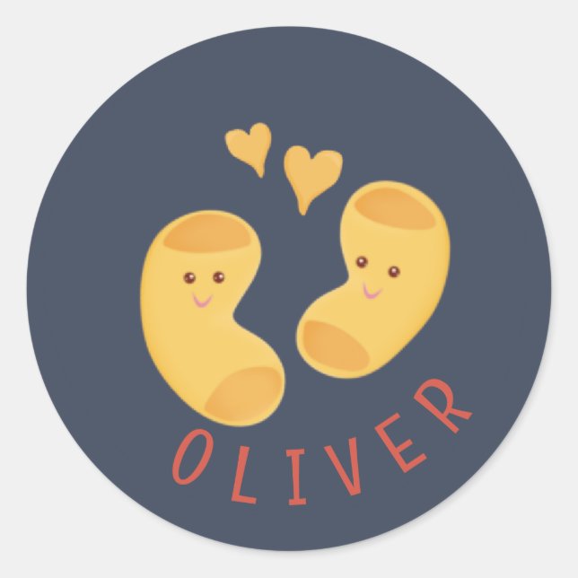 Sticker Rond Mac & Cheese personnalisé mignon (Devant)