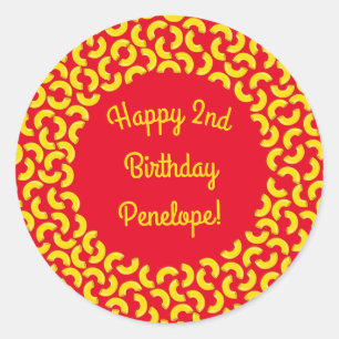 Sticker Rond Mac et Fromage Enfant 1er Anniversaire Parti Macar