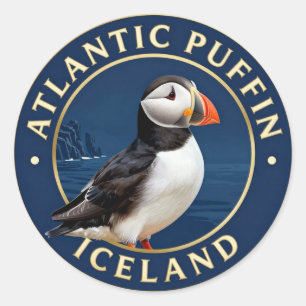 Sticker Rond 🐧 Macareux Moine Atlantique Faune d'Islande