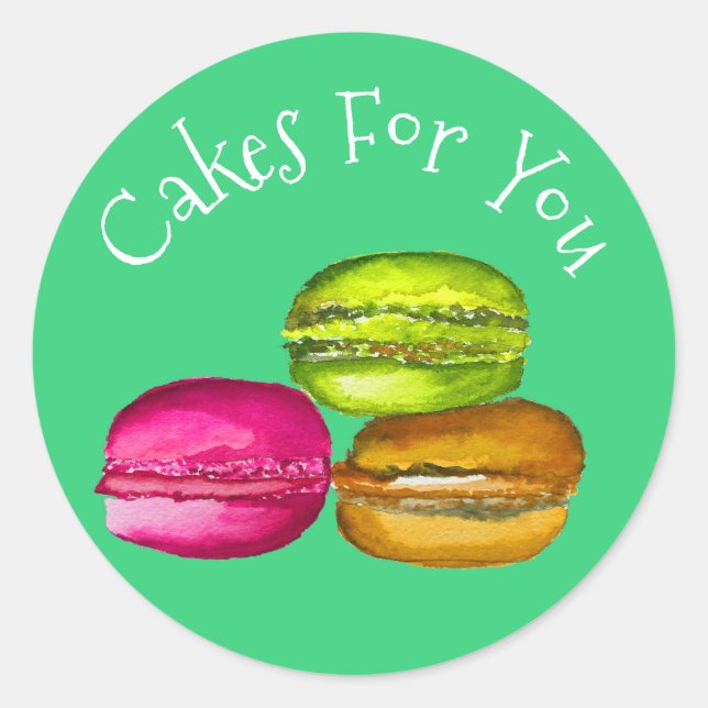 Sticker Rond Macaron cakes design Cadeau marque d'entreprise (Devant)