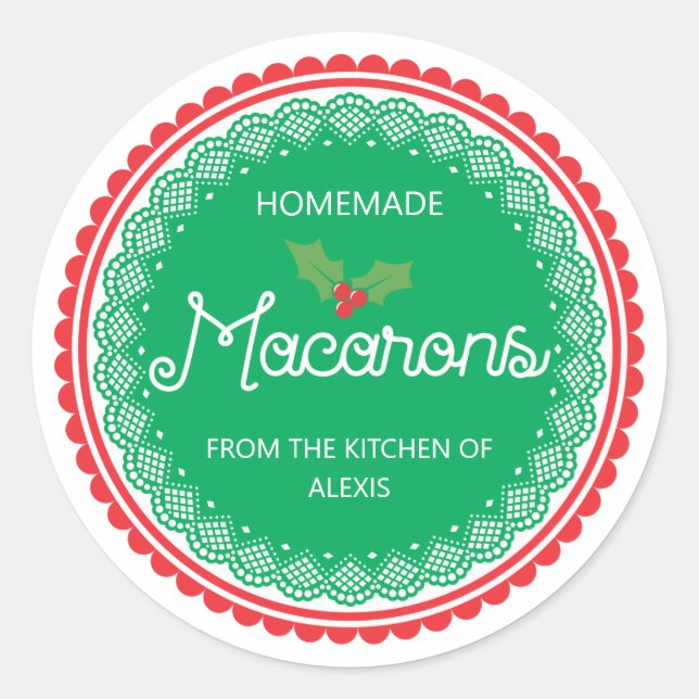 Sticker Rond Macaron de Noël (Devant)