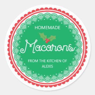 Sticker Rond Macaron de Noël