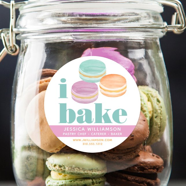 Sticker Rond Macaron Turquoise Violet Orange Chef pâtissier Cui (Créateur téléchargé)