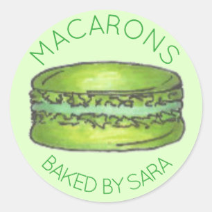 Sticker Rond Macaron Vert Français Cuisiné Maison
