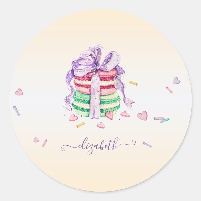 Sticker Rond Macarons aquarelles tendance cool (Devant)