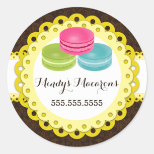Sticker Rond Macarons Boulangerie Damask Sceau de Saint-Jacques
