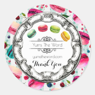 Sticker Rond Macarons colorés en aquarelles