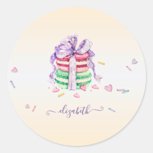 Sticker Rond Macarons cool à aquarelle tendance
