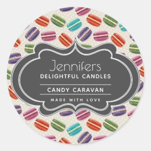 Sticker Rond Macarons de couleur mignonne Motif bougie Sent sav