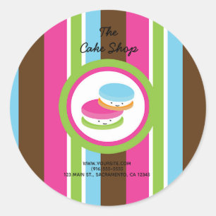 Sticker Rond Macarons de pâtisserie colorés mignons Favori rayu