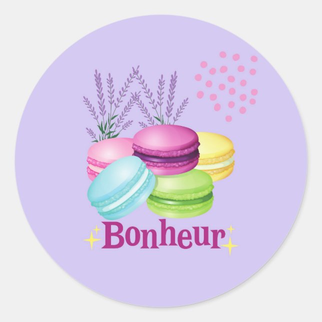 Sticker Rond Macarons Joie Bonheur  (Devant)