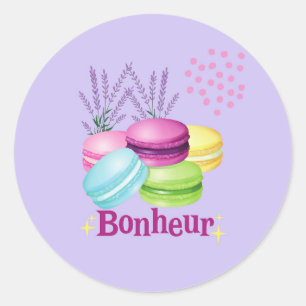 Sticker Rond Macarons Joie Bonheur 