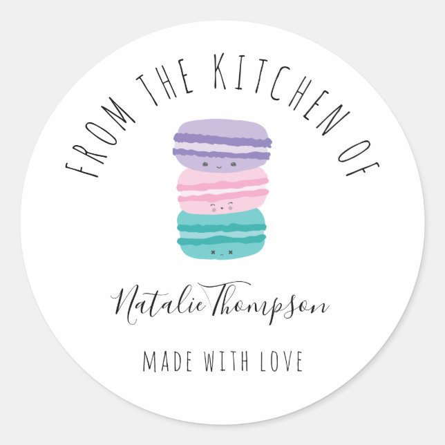 Sticker Rond Macarons mignons de la cuisine de cuisson maison (Devant)
