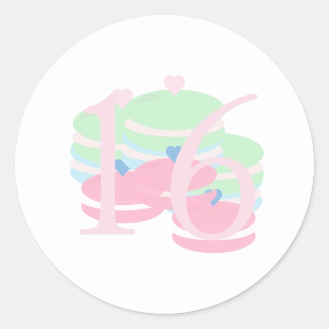 Sticker Rond Macarons Quince Sweet 16 Pastel Ballotin (Devant)