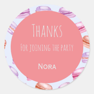 Sticker Rond Macarons remercie les enfants de la fête faveur au