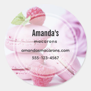 Sticker Rond Macarons roses et framboises rouges