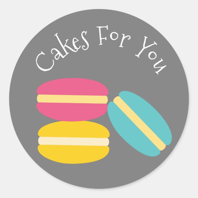 Sticker Rond Macaroon cakes design Cadeau marque d'entreprise (Devant)