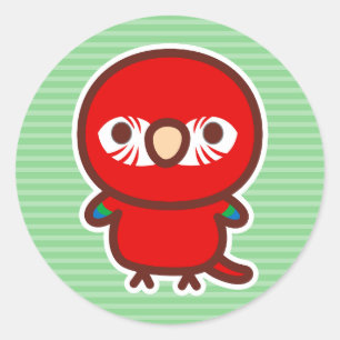 Sticker Rond Macaw rouge et vert