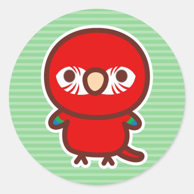 Sticker Rond Macaw rouge et vert (Devant)