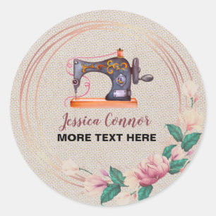 Sticker Rond Machine à coudre Crème Arrière - plan blanc cassé