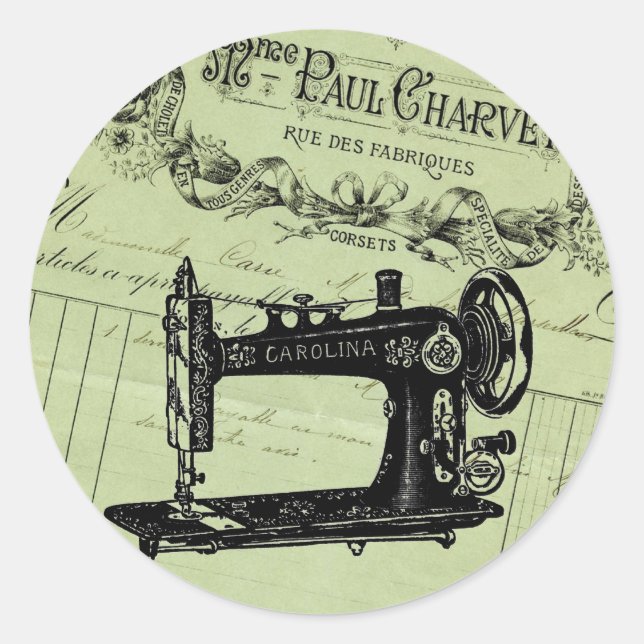 Sticker Rond Machine à coudre vintage French Chic (Devant)
