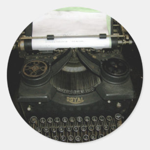 Sticker Rond Machine à écrire rétro vintage, machine à écr