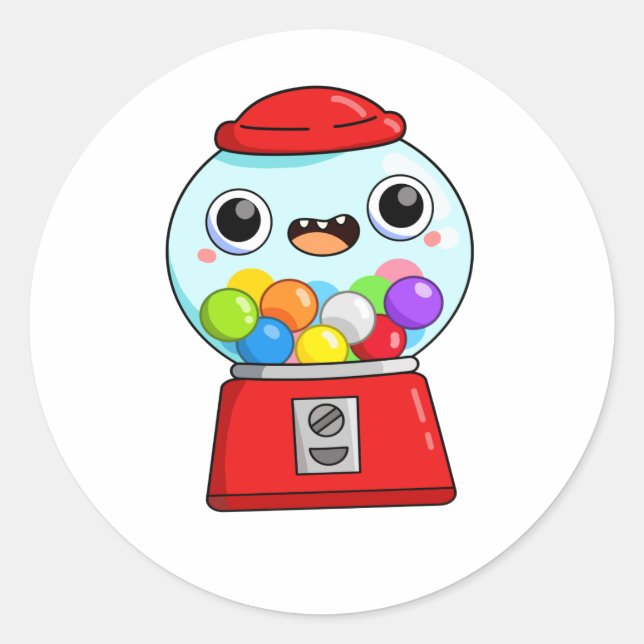 Sticker Rond Machine à gumball Cute Kawaii (Devant)