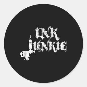 Sticker Rond Machine artisanale de tatouage Junkie d'encre