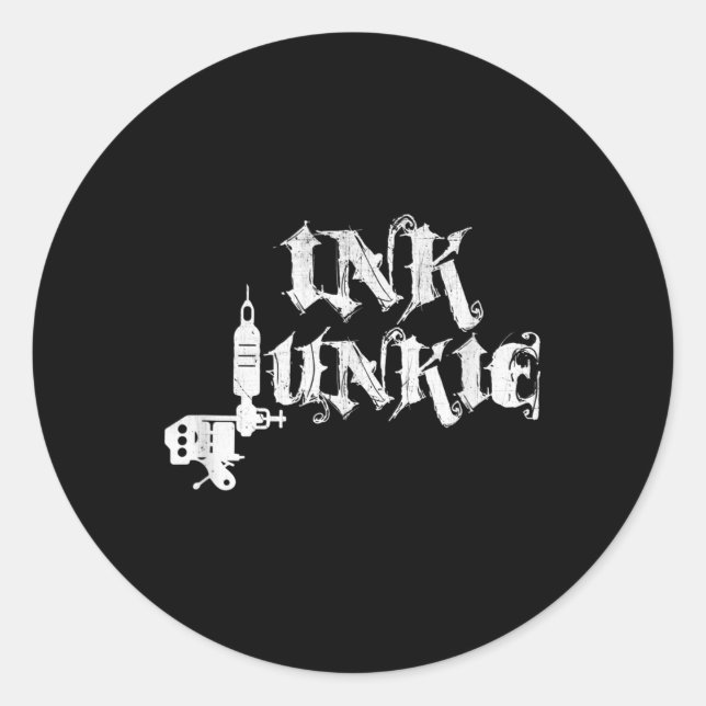Sticker Rond Machine artisanale de tatouage Junkie d'encre (Devant)