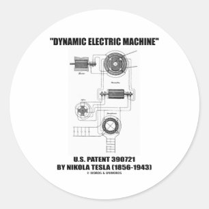 Sticker Rond Machine électrique dynamique US Patent 390721 De T