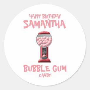 Sticker Rond Machine rose de sucrerie de bubble-gum