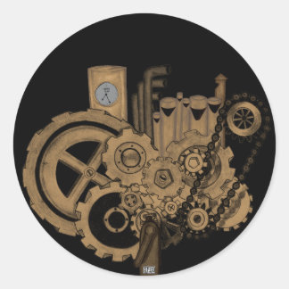 Sticker Rond Machines à vapeur (Brassy)