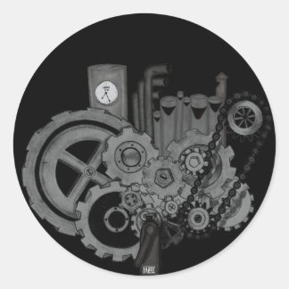 Sticker Rond Machines à vapeur (monochrome)