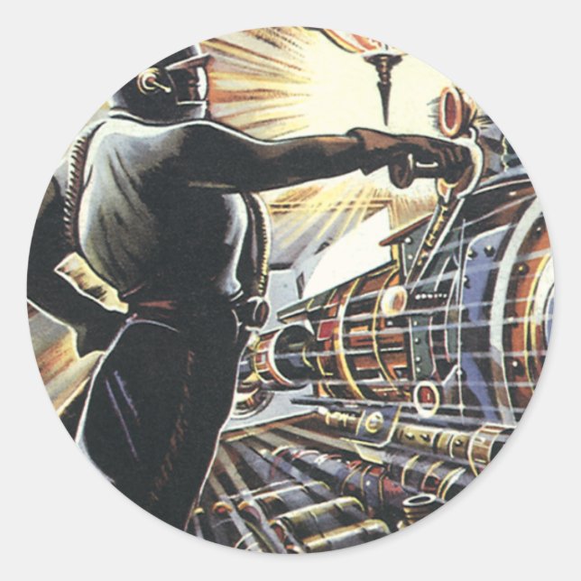 Sticker Rond Machines futuristes Sci Fi de science-fiction vint (Devant)