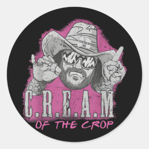 Sticker Rond Macho Crème De Crop Oh Ouais Retro Funny Vintage