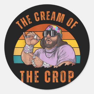 Sticker Rond Macho Crème De Crop Oh Ouais Retro Funny Vintage